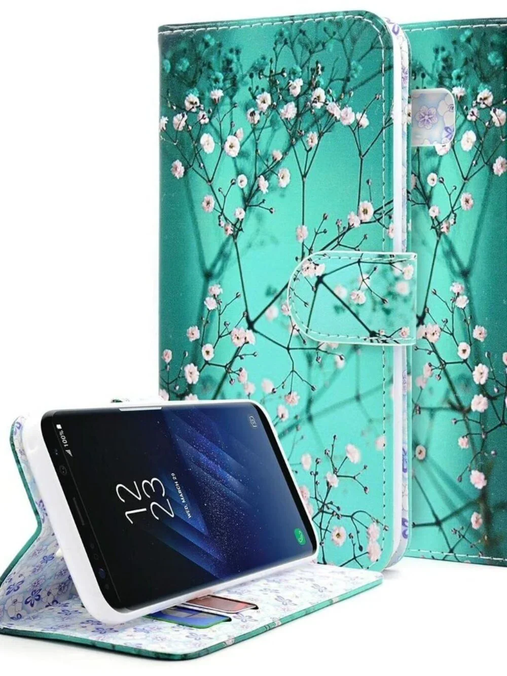 Lot of 3 New Phone Cases for Galaxy S7 Edge Wallet Magnetic Leather Silicone